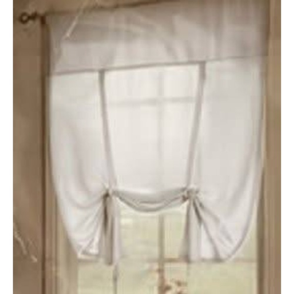 No. 918 Lichtenberg White Jacquard Tie Up Window Curtain Shade 40x64 JAC 2pk